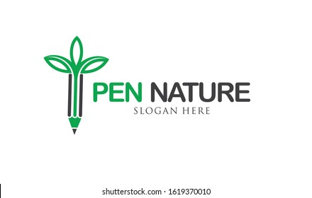 Pen Nature Logo Images Design Vector