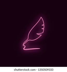 Pen, neon, icon. Theater ruby color neon ui ux icon. Theater sign logo vector - Vector