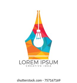 Pen nib and bulb logo idea.