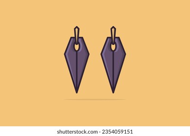 Pen Nib design earrings jewelry vector illustration. Beauty fashion objects icon concept. Women earrings jewelry decoration in unique style vector design.