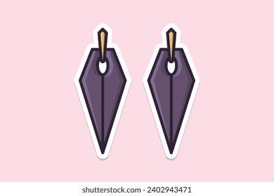 Pen Nib design earrings jewelry sticker design vector illustration. Beauty fashion objects icon concept. Women earrings jewelry decoration in unique style sticker design icon logo.