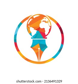 Pen nib and globe logo vector. Education Logo. Institutional and educational vector logo design.	
