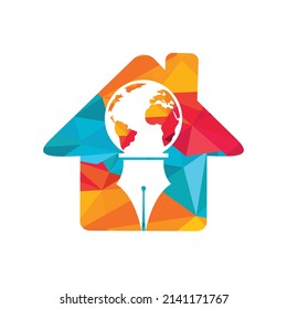 Colirio de pluma y vector del logotipo del globo. Logo educativo. Diseño del logo del vector institucional y educativo.	