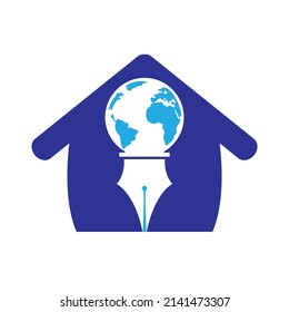 Colirio de pluma y vector del logotipo del globo. Logo educativo. Diseño del logo del vector institucional y educativo.	
