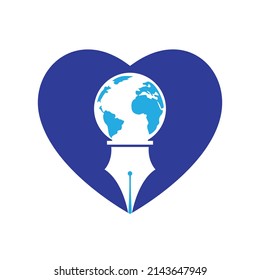 Pen nib and globe logo vector. Education Logo. Institutional and educational vector logo design.	