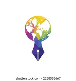 Pen nib and globe logo vector. Education Logo. Institutional and educational vector logo design.	
