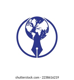Pen nib and globe logo vector. Education Logo. Institutional and educational vector logo design.	
