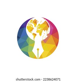 Pen nib and globe logo vector. Education Logo. Institutional and educational vector logo design.	
