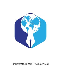 Pen nib and globe logo vector. Education Logo. Institutional and educational vector logo design.	
