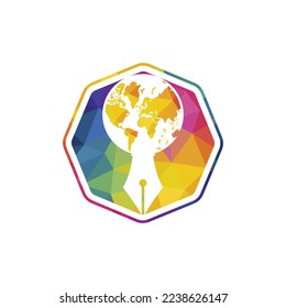 Pen nib and globe logo vector. Education Logo. Institutional and educational vector logo design.	
