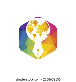 Pen nib and globe logo vector. Education Logo. Institutional and educational vector logo design.	
