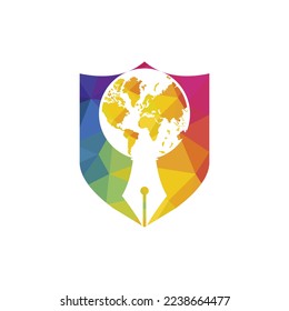 Colirio de pluma y vector del logotipo del globo. Logo educativo. Diseño del logo del vector institucional y educativo.	
