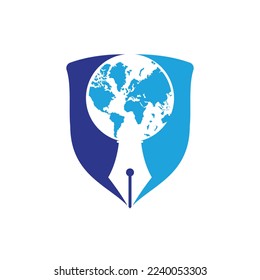 Pen nib and globe logo vector. Education Logo. Institutional and educational vector logo design.	
