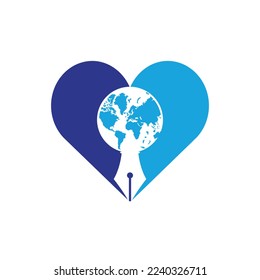 Pen nib and globe logo vector. Education Logo. Institutional and educational vector logo design.	
