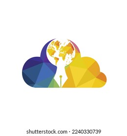 Pen nib and globe logo vector. Education Logo. Institutional and educational vector logo design.	
