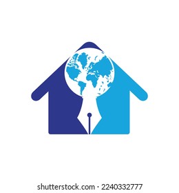 Pen nib and globe logo vector. Education Logo. Institutional and educational vector logo design.	
