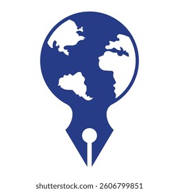 Pen nib and globe logo vector. Education Logo. Institutional and educational vector logo design.