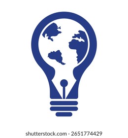 Pen nib and globe logo vector. Education Logo.