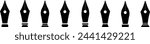 pen nib icon set on transparent background, Vector Element Can Be Used For Nib, Feather, Pen Design Concept from education collection. calligraphy fountain nib pen vector symbol in black filled style,