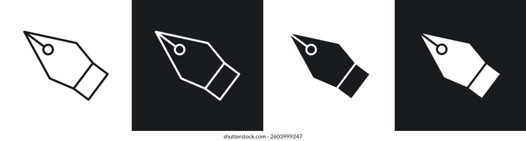 Pen nib icon symbol collection on white background.