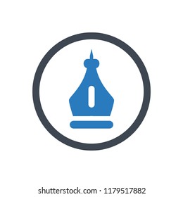 Pen nib icon symbol - vector blue