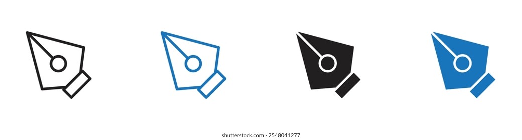 Pen nib icon Vector set outline