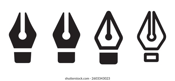Pen nib icons vector illustrations for apps and web.