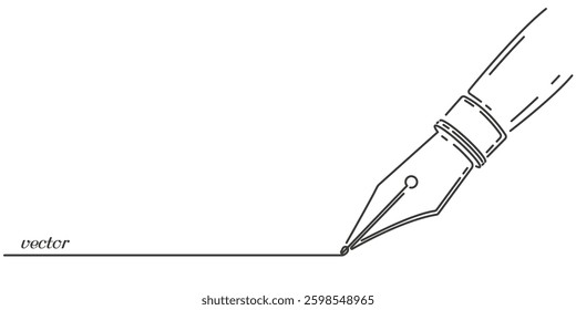 Pen with a nib. Ink pen for writing. Business concept. Vector illustration .