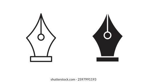 Pen nib line icon vector set.