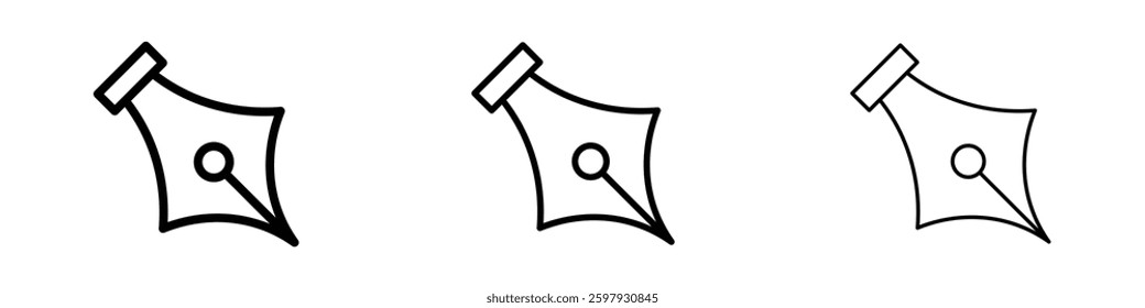 Pen nib thin line vector icon set.