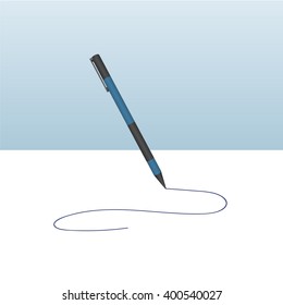 Pen with noodle line. Vector illustration eps 10.