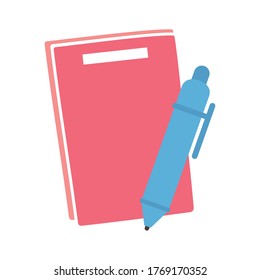 Pen and notebook design, Tool write office object instrument equipment draw art and learn theme Vector illustration