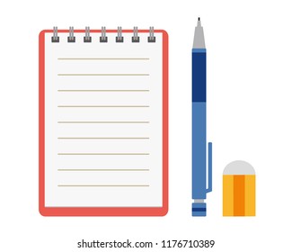 pen notebook eraser