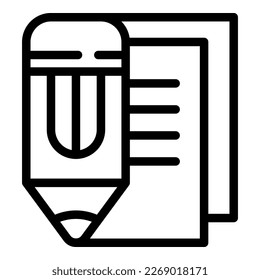 Pen notebook icon outline vector. Online learn. Children teaching