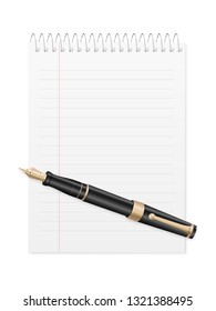 Pen and notebook on a white background. Vector illustration.