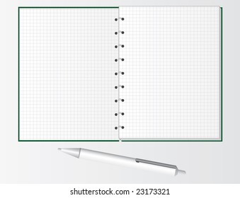 Pen and notebook for students. Vector illustration