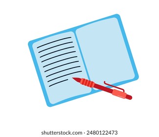 Stift mit Notizblock isoliert auf weißem Hintergrund
