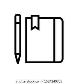 pen notepad text page black line icon in flat style isolated. Vector Symbol illustration