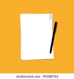 Pen and notes paper with clip