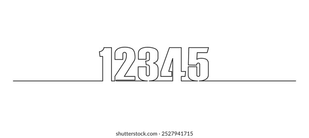 Pen with numbers in One Continuous Line. Thin contour in simple linear style. Vector illustration of Teachers' Day elements