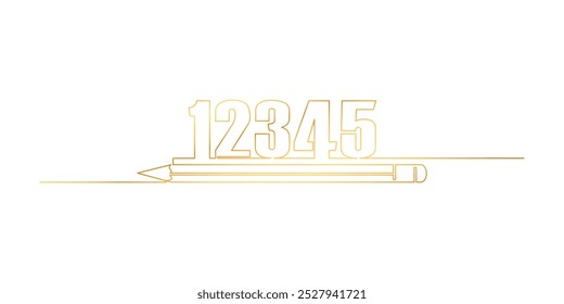 Pluma con números en una línea continua. Contorno delgado en estilo lineal simple. Ilustración vectorial de los Elementos del Día del Profesor