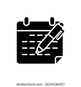 Pen on Calendar Scheduling Appointment Icon Representing Time Management