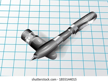 Stift auf einem karierten Papier. 10 EPS