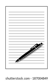 Pen on lined paper