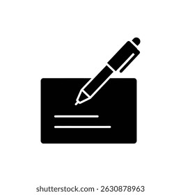 Pen on Notepad Icon for Writing and Office Supplies