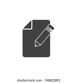 Pen on paper icon flat symbol style with outline