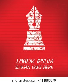 Pen on red background,poster grunge design