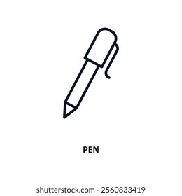 pen outline icon.  Thin line icon from education collection. Editable vector isolated on white background