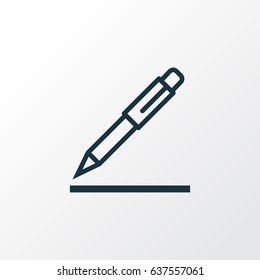 Pen Outline Symbol. Premium Quality Isolated Contract Signing Element In Trendy Style.