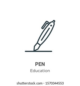 Pen outline vector icon. Thin line black pen icon, flat vector simple element illustration from editable education concept isolated on white background